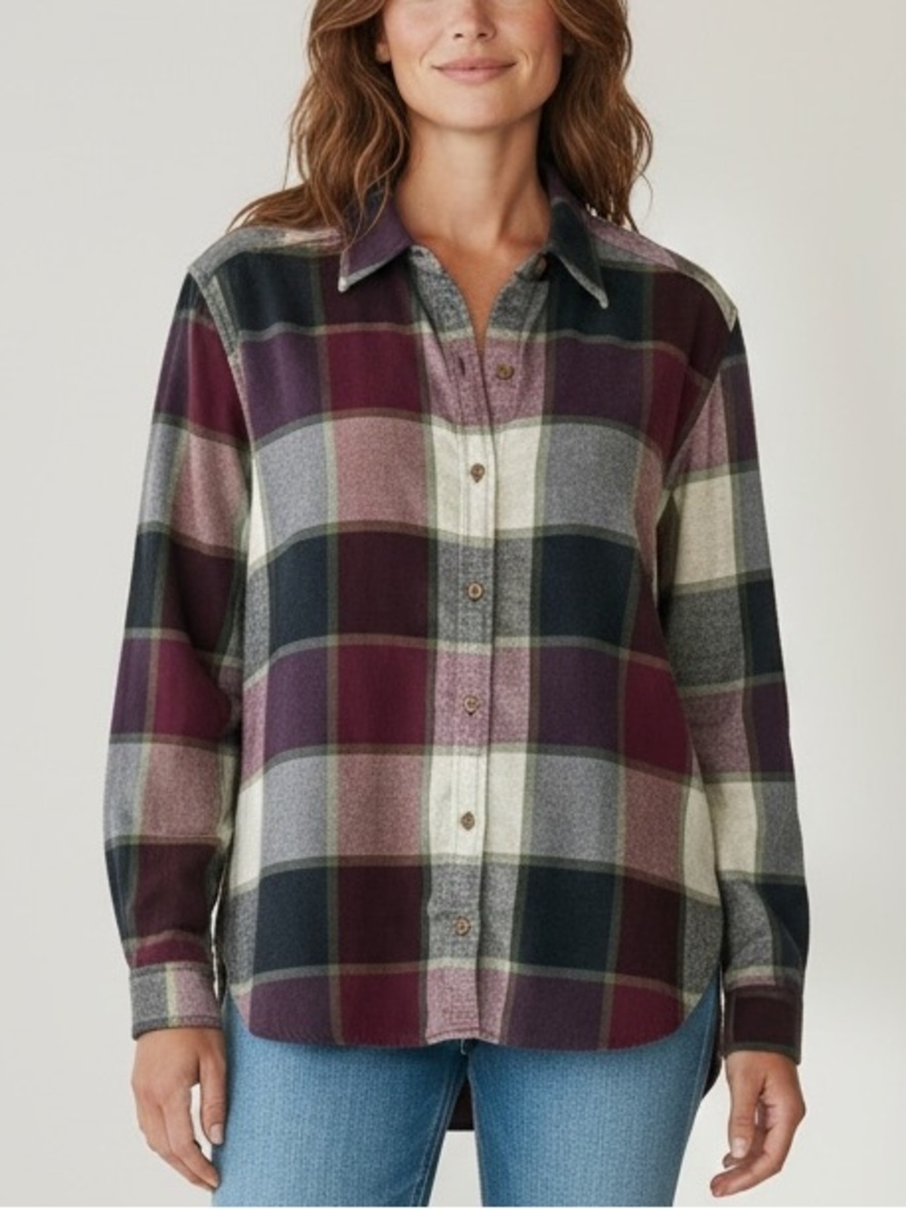 Wilfred Free Plaid Flannel Button Up Shirt Oversized Grunge Shacket Y2K